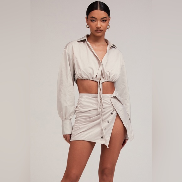 Mistress Rocks Two Piece Skirt & Cropped Tie Waist Shirt Set - House of CB XS - Picture 3 of 11